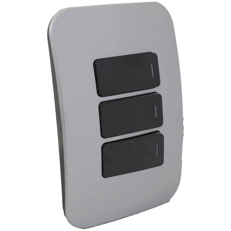 Three Lever Light Switch - Silver