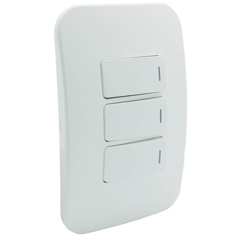 Three Lever Light Switch - White