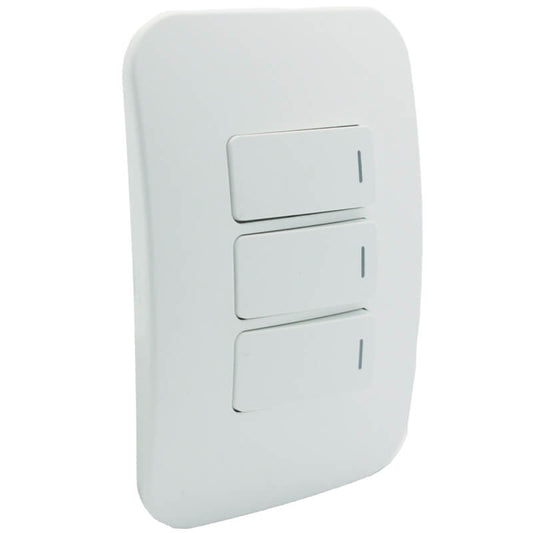 Three Lever Light Switch - White