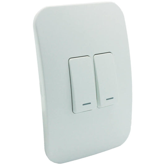Two Lever Light Switch - White