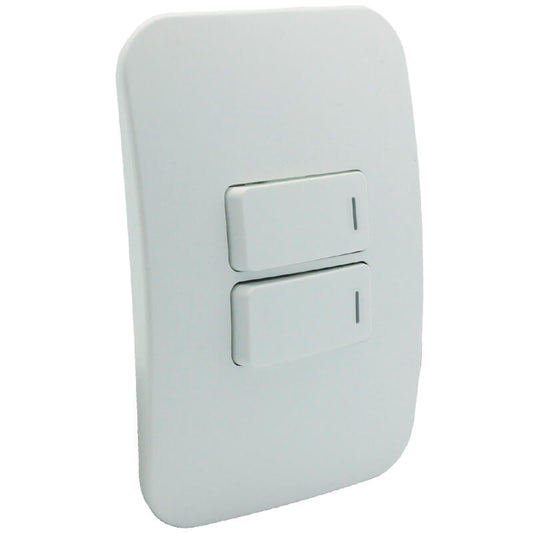Two Lever Light Switch - White
