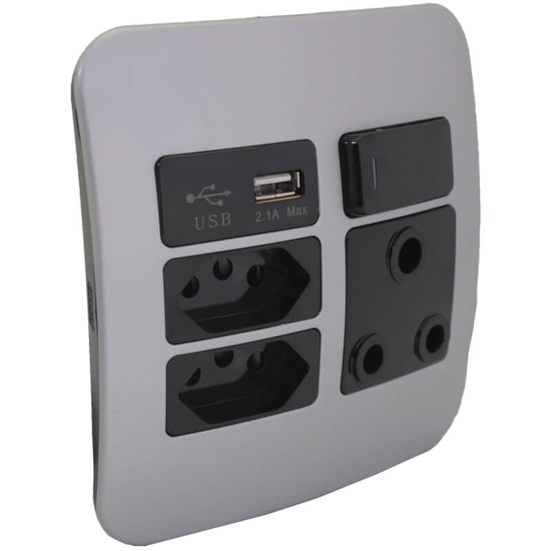 USB Wall Socket - Silver