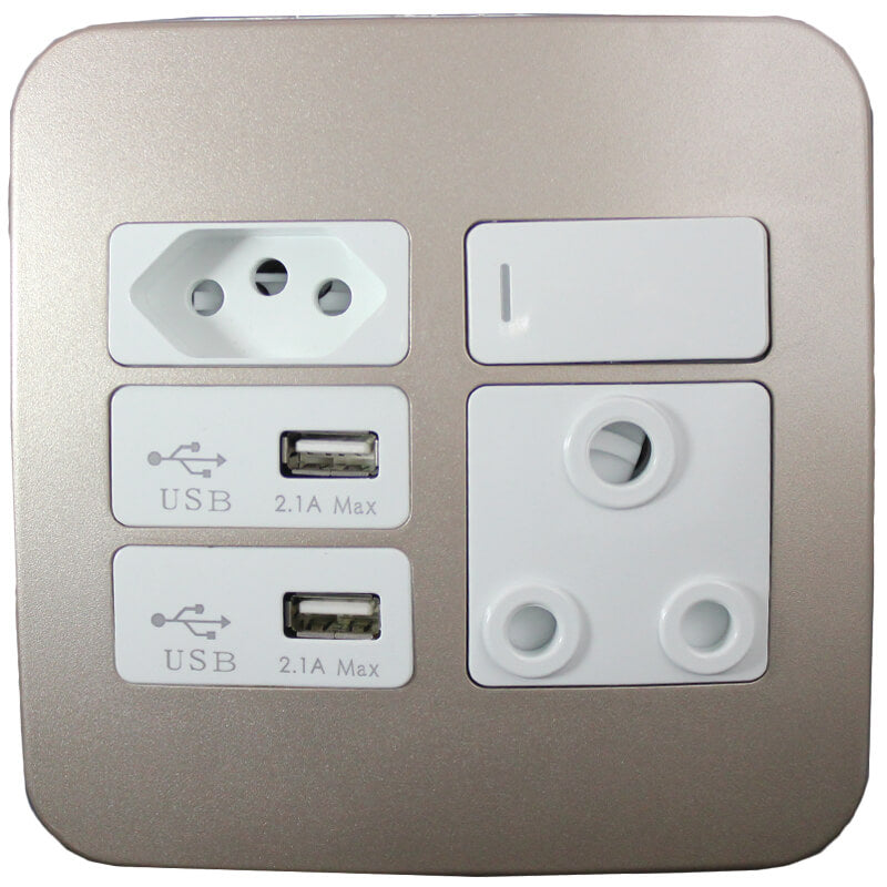 USB2 Socket Combination - Champagne