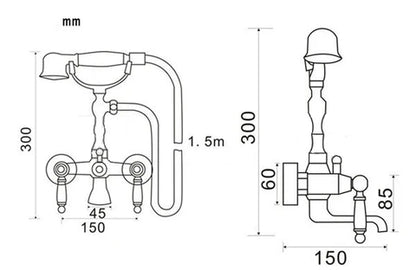 Concealed Antique Brass Bathtub Mixer #201716