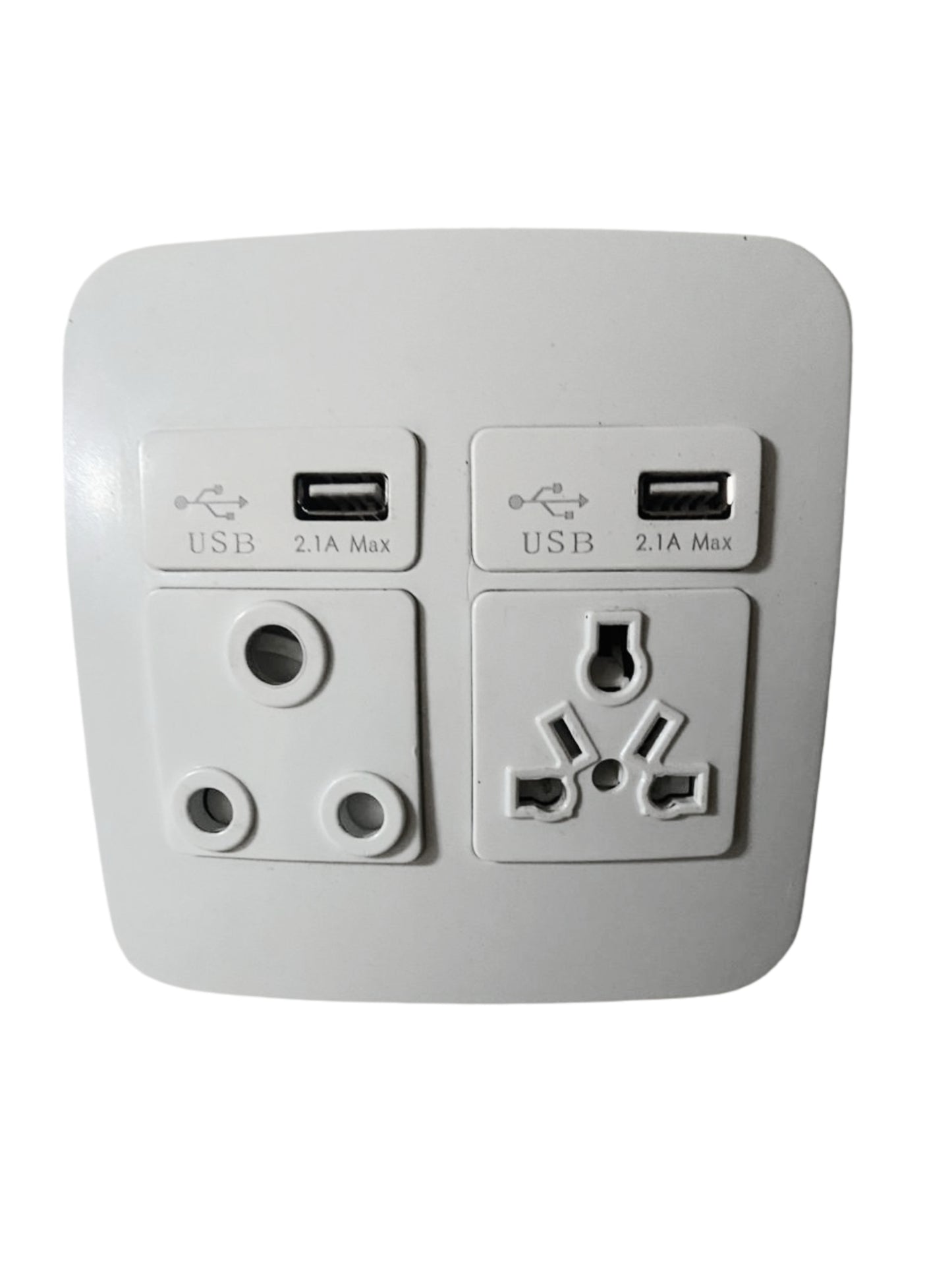 Veti 1 - 2x USB, 1x RSA round pin, 1x International Socket - White