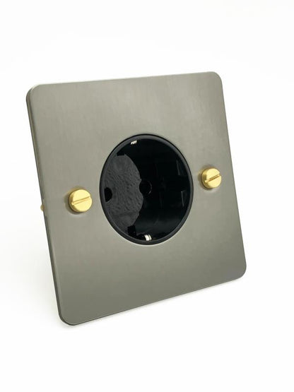 Detailed Silver and Brass EU Wall Socket