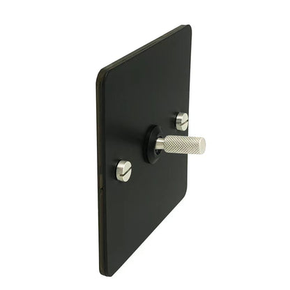 Detailed Black with Silver Toggle Light Switch - 1 lever