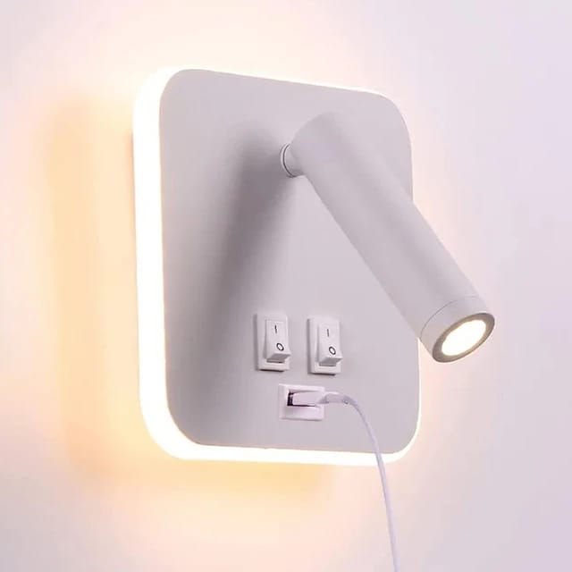 Wall Light - Bedside LED Lights with USB - White