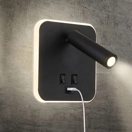 Wall Light - Bedside LED Lights with USB - Black