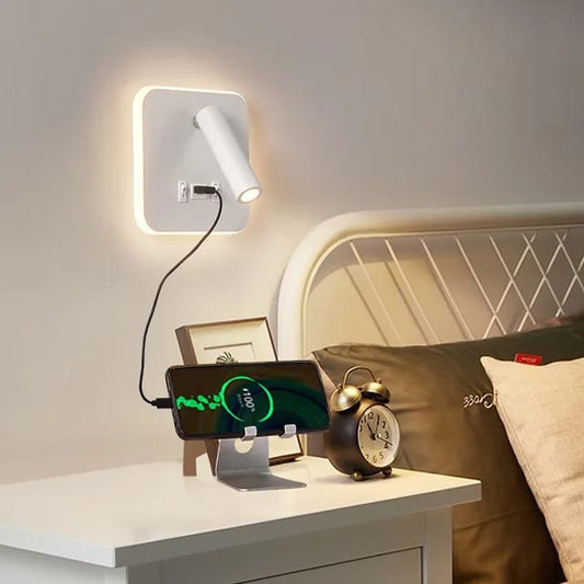 Wall Light - Bedside LED Lights with USB - White