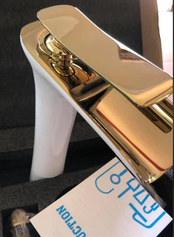 White and Gold Modern Waterfall Mixer #201825