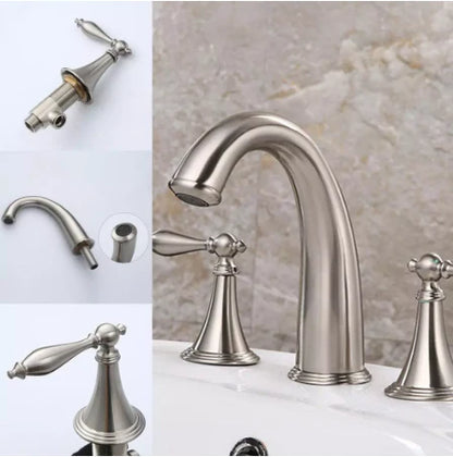 Brushed Nickel Antique Lever Handle 3 Hole Mixer #201786