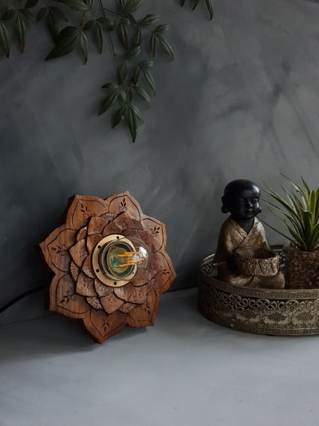 Mandala Table Lamp - Dark Kiaat