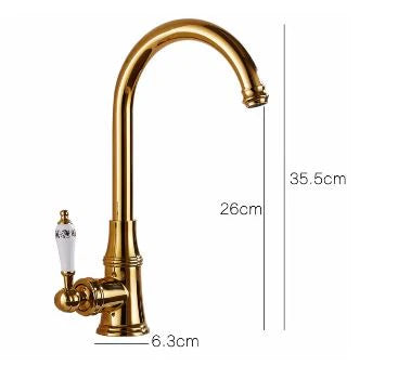 Gold Kitchen Mixer with Floral Ceramic Handle #201777