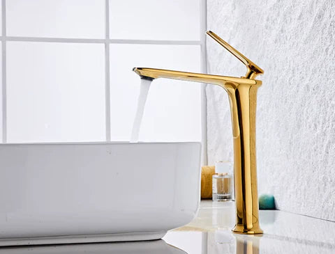 Gold Tall Modern Basin Mixer #202523