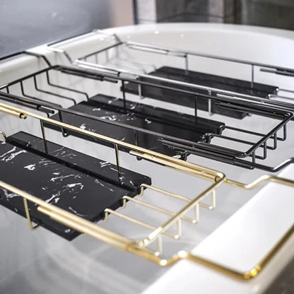Chrome & Black Marble Bath Caddy #20208