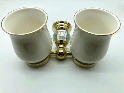 Gold Crystal Double Toothbrush Holder #20252