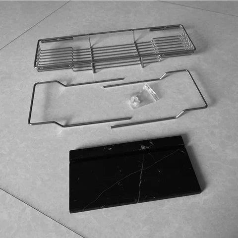 Chrome & Black Marble Bath Caddy #20208