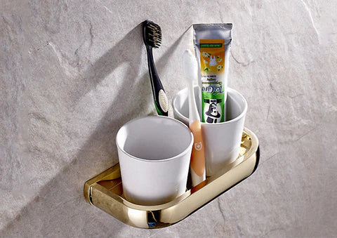 Gold Modern Double Toothbrush Holder #201927