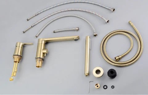 Brushed Gold Modern Bath Mixer with Hand Shower #201868 - Image 6
