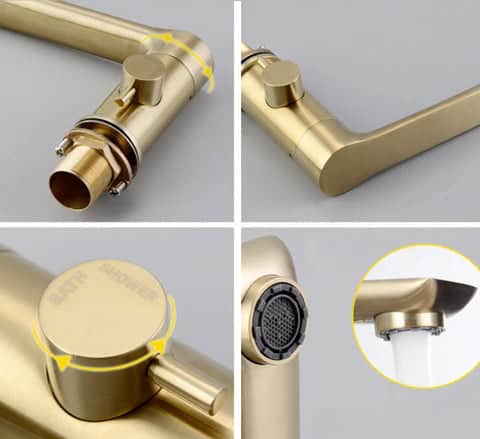 Brushed Gold Modern Bath Mixer with Hand Shower #201868 - Image 3