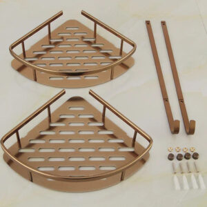Brushed Brass Double Corner Storage Basket #20108