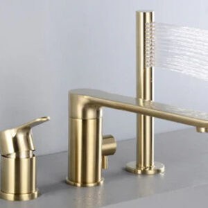Brushed Gold Modern Bath Mixer with Hand Shower #201868