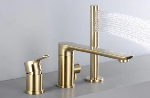 Brushed Gold Modern Bath Mixer with Hand Shower #201868