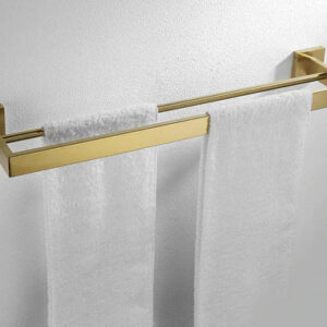 Brushed Gold Angular Bar Double Towel Rail #201863
