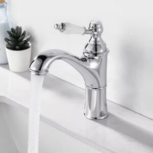 Chrome Single Handle Basin Mixer with Ceramic Handle #202510