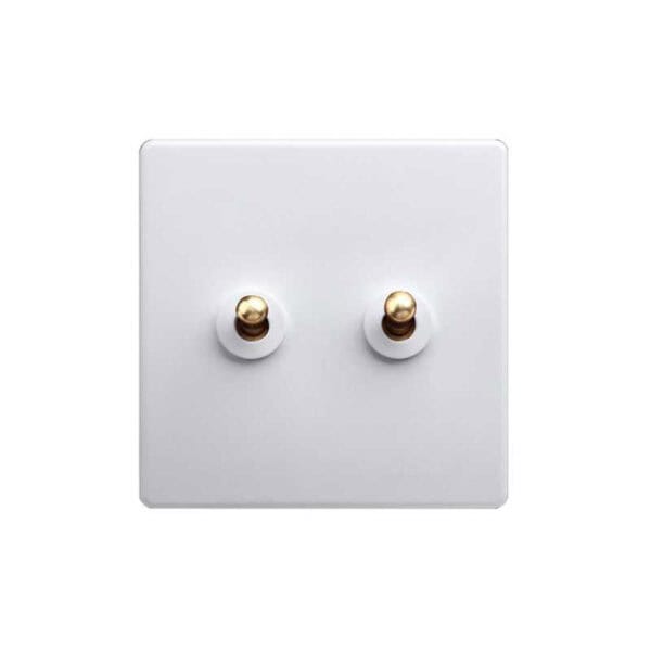 Classic White with Brass Toggle - 2 Levers