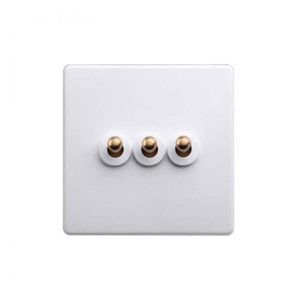 Classic White with Brass Toggle - 3 Levers - Image 2