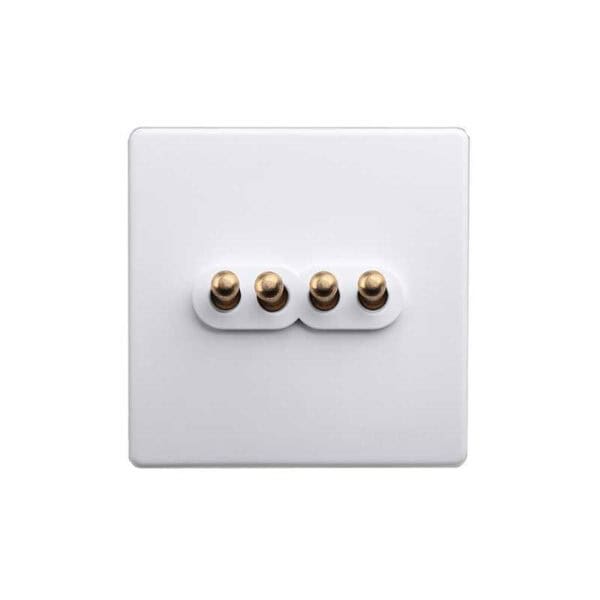 Classic White with Brass Toggle - 4 Levers - Image 2