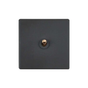 Classic - Grey with Brass Toggle Light Switch - 1 lever