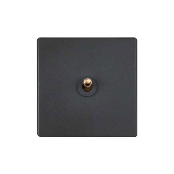 Classic - Grey with Brass Toggle Light Switch - 1 lever
