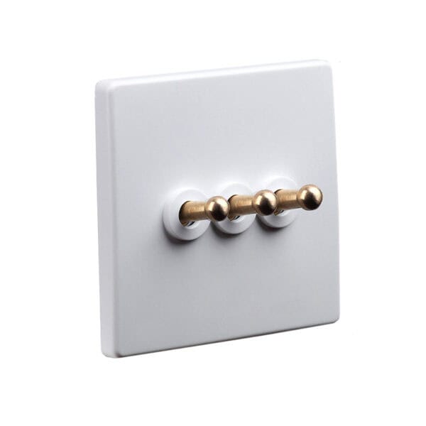 Classic White with Brass Toggle - 3 Levers