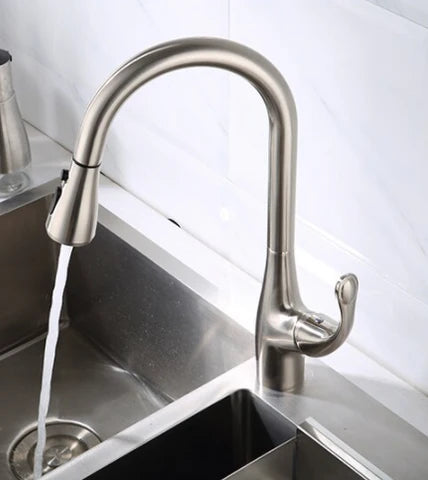 Brushed Nickel Dual Sprayer Kitchen Mixer #201946 - Image 2