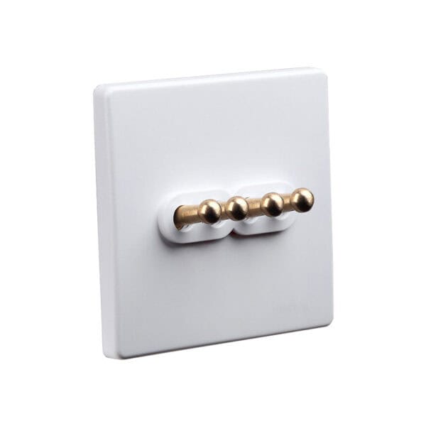 Classic White with Brass Toggle - 4 Levers