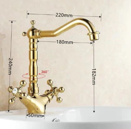 Classic Antique Polished Gold Basin Mixer #202360 - Image 4