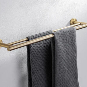 Brushed Gold Minimal Double Towel Rail #201866
