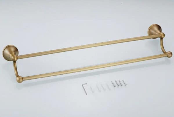 Antique Brass Double Towel Rail - Image 3