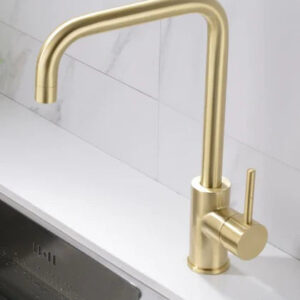 Brushed Gold Minimal High Arc Mixer #201848