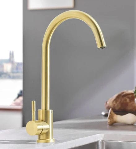Brushed Gold Minimal Round Arc Mixer #201849 - Image 2