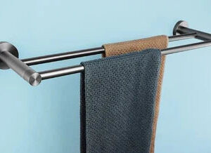 Gun Metal Grey Minimal Double Towel Rail #202416