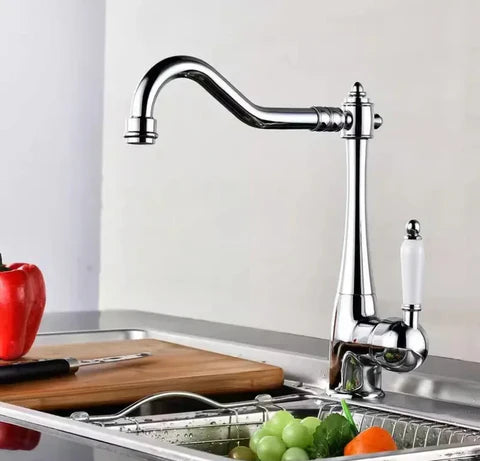 Chrome Antique Single Ceramic Handel Mixer #201726 - Image 4