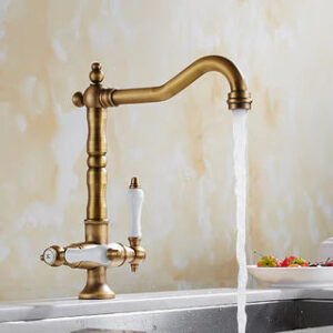 Antique Brass Dual Ceramic Handle Mixer #201774