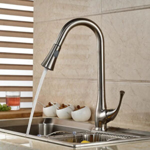 Brushed Nickel Contemporary Dual Sprayer Kitchen Mixer #201724