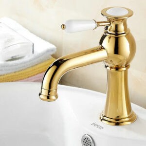 Gold Basin Mixer with Ceramic Handle #201779