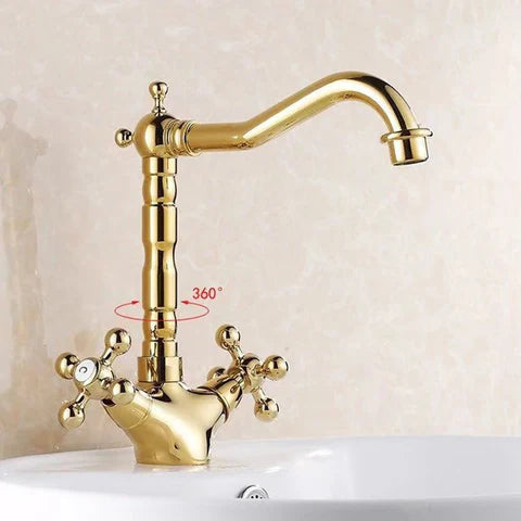 Classic Antique Polished Gold Basin Mixer #202360 - Image 2