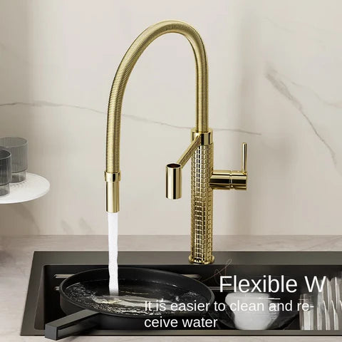Polished Gold Spring Kitchen Mixer #202438 - Image 6
